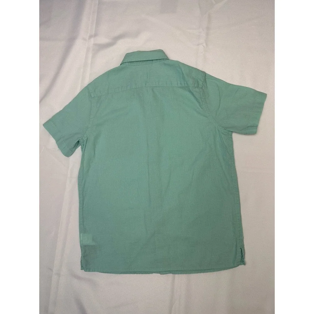 Gap  Boyss Sz 8 Button Down Shirt Linen/Cotton Light Mint Green Color